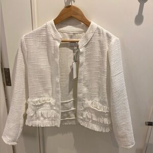 NWT Cupcakes and Cashmere Women's Size N Cream Woven Open Front Bolero Jacket